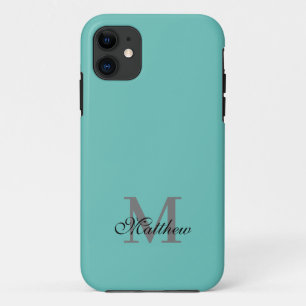 Aangepast initiaal en naamtekst blauwgroen Case-Mate iPhone case