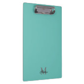 Aangepast initiaal en naamtekst blauwgroen klembord (Rechts)