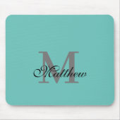 Aangepast initiaal en naamtekst blauwgroen muismat (Voorkant)