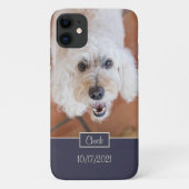 Aangepast Initiaal fotoMonogram Naam Stijlblauw Case-Mate iPhone Case (Achterkant)