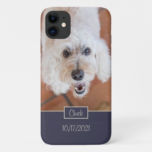 Aangepast Initiaal fotoMonogram Naam Stijlblauw Case-Mate iPhone Case (Achterkant)