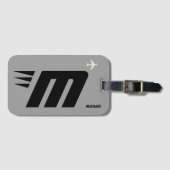 aangepast initiaal, gepersonaliseerd monogram bagagelabel (Voorkant (horizontaal))