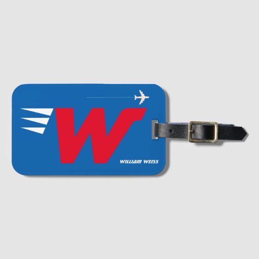 aangepast initiaal, gepersonaliseerd monogram rood bagagelabel (Voorkant (horizontaal))