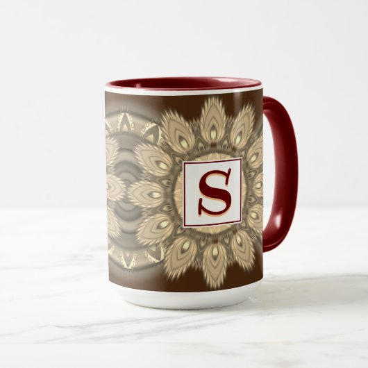 Aangepast initiaal grote koffie mok Mandala patroo (Voorkant rechts)