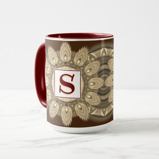 Aangepast initiaal grote koffie mok Mandala patroo (Voorkant links)