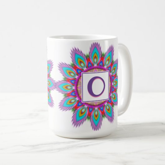 Aangepast initiaal grote koffie mok Mandala patroo (Voorkant rechts)
