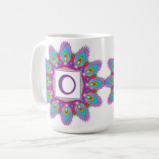 Aangepast initiaal grote koffie mok Mandala patroo (Voorkant links)