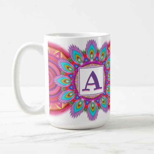 Aangepast initiaal grote koffie mok Mandala patroo (Links)