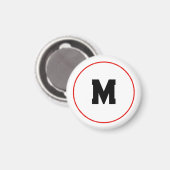 Aangepast initiaal in rode ring magneet (Voorkant / Achterkant)