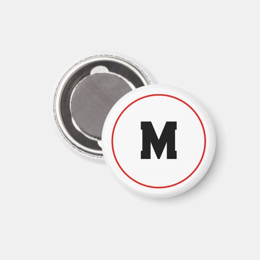 Aangepast initiaal in rode ring magneet (Voorkant / Achterkant)