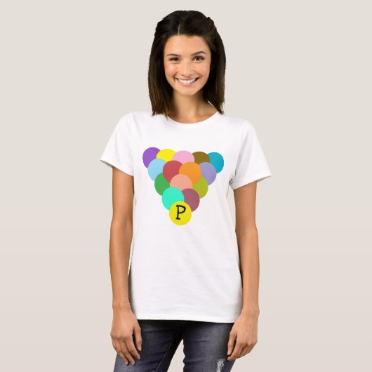 Aangepast Initiaal Kleurrijke regenboogcirkels dri T-shirt (Voorkant volledig)