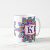 Aangepast initiaal koffie mok Mandala patroon (Voorkant rechts)