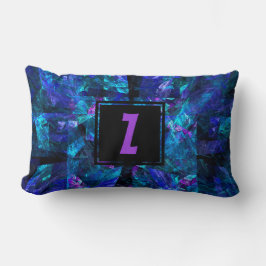 Aangepast Initiaal Letter Monogram vormgeven Blauw Kussen