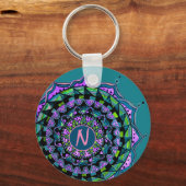 Aangepast Initiaal Mandala-ontwerp Sleutelhanger (Voorkant)
