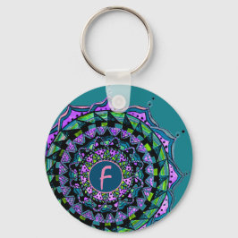 Aangepast Initiaal Mandala-ontwerp Sleutelhanger