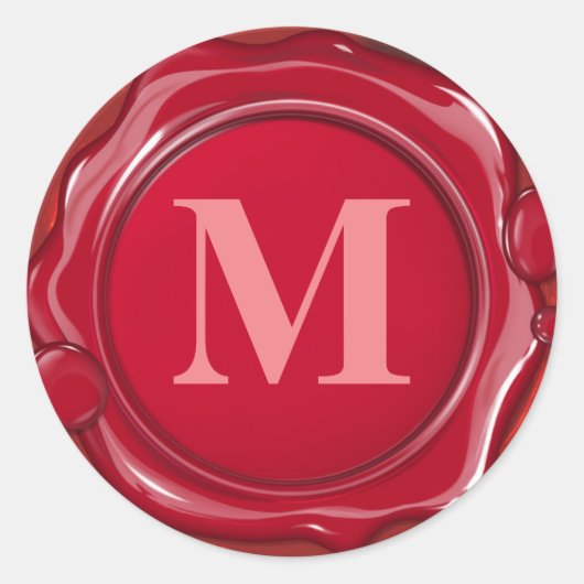 Aangepast Initiaal met rode was Ronde Sticker (Voorkant)