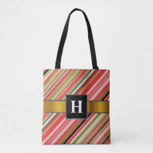 Aangepast Initiaal + met watermeloenen geïnspiree Tote Bag