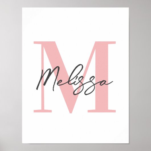 Aangepast Initiaal Modern Elegant Monogram Poster (Voorkant)