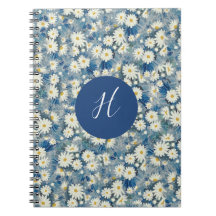 Aangepast Initiaal Monogram Dagen Floral notebook