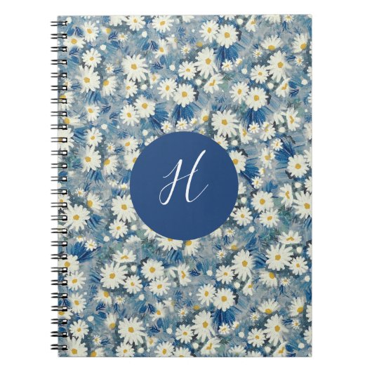 Aangepast Initiaal Monogram Dagen Floral notebook Notitieboek (Voorkant)