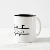 Aangepast Initiaal monogram en naam grafisch Tweekleurige Koffiemok (Voorkant rechts)