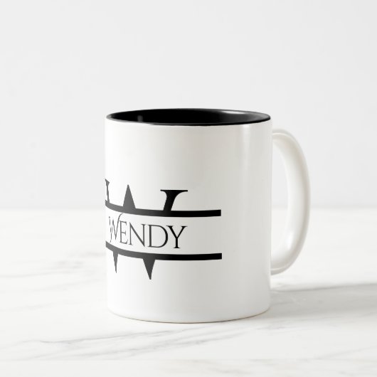 Aangepast Initiaal monogram en naam grafisch Tweekleurige Koffiemok (Voorkant rechts)