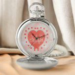 Aangepast Initiaal Monogram Koraal Waterverf Hart Zakhorloge<br><div class="desc">Maak van dit zakhorloge een speciaal gepersonaliseerd cadeau. Het heeft een koraal waterverf achtergrond die het initiaal letter monogram aanvult en de naam gecentreerd op het koraal hart omringd door stippen. Sjabloon Personaliseer de tekst in de tekstvelden, verwijder een of beide, of bewerk met het ontwerpgereedschap om een lettertypestijl, -grootte...</div>