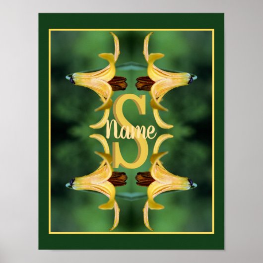 Aangepast initiaal monogram naam Wilde Lelie Kunst Poster (Voorkant)