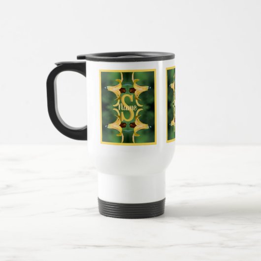 Aangepast initiaal monogram naam Wilde Lelie Kunst Reisbeker (Links)