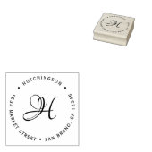 Aangepast Initiaal Monogram Script Return-adres Rubberstempel (Gestempeld)