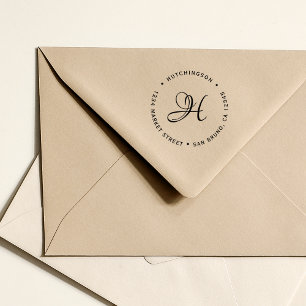 Aangepast Initiaal Monogram Script Return-adres Rubberstempel