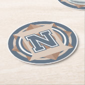 Aangepast Initiaal "N" Monogram Ronde Kartonnen Onderzetter (Gebogen)