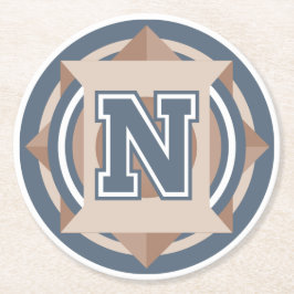 Aangepast Initiaal "N" Monogram Ronde Kartonnen Onderzetter