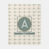 AANGEPAST INITIAAL & NAAM DRAGONFLY PATTERN FLEECE DEKEN (Voorkant)