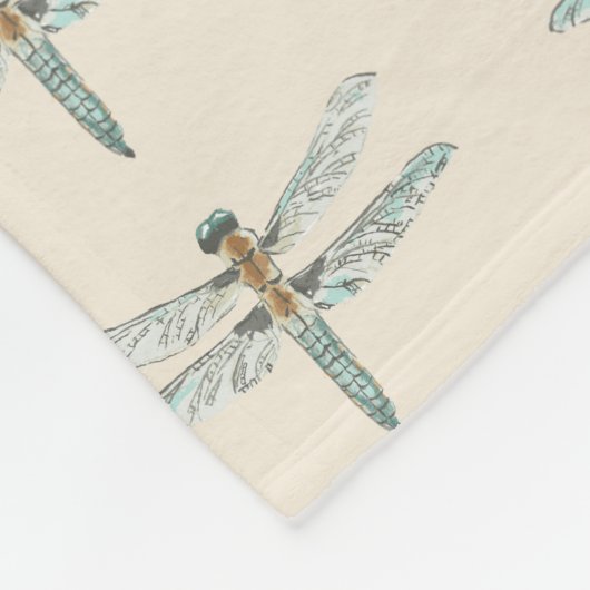 AANGEPAST INITIAAL & NAAM DRAGONFLY PATTERN FLEECE DEKEN (Hoek)