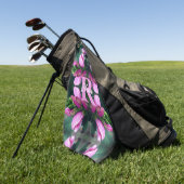 Aangepast initiaal naam roze bloem kunst golfhanddoek (Groen)