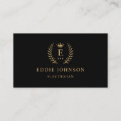 Aangepast Initiaal & Naam Zwart en Goud Monogramme Visitekaartje (Voorkant)