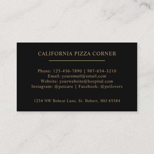 Aangepast Initiaal & Naam Zwart en Goud Monogramme Visitekaartje (Achterkant)