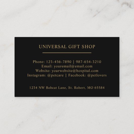 Aangepast Initiaal & Naam Zwart en Goud Monogramme Visitekaartje (Achterkant)