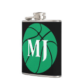 Aangepast Initiaal of nummer voor groene Basketbal Heupfles (Links)