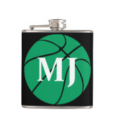 Aangepast Initiaal of nummer voor groene Basketbal Heupfles (Voorkant)