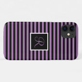 Aangepast Initiaal Paarse en Zwart Gestreept Case-Mate iPhone Case (Achterkant (horizontaal))