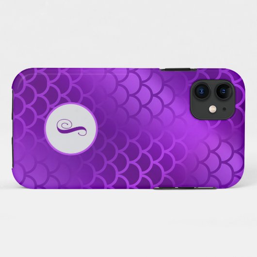 Aangepast initiaal paarse zeemeermin schalen patro Case-Mate iPhone case (Achterkant (horizontaal))