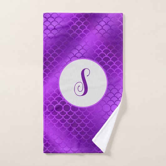 Aangepast initiaal paarse zeemeermin schalen patro handdoek (Handdoek)