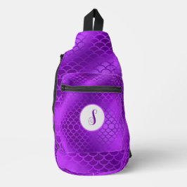 Aangepast initiaal paarse zeemeermin schalen patro sling bag