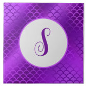 Aangepast initiaal paarse zeemeermin schalen patro tegeltje (Voorkant)