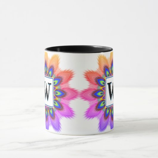 Aangepast initiaal PEACOCK koffie mok Mandala patr (Midden)
