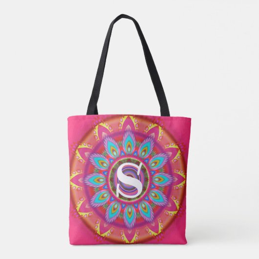 Aangepast initiaal psychedelische Canvas tas fuchs (Achterkant)