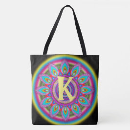 Aangepast initiaal psychedelische Grote Tas ZWART 