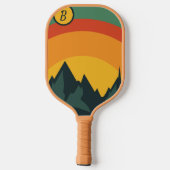Aangepast Initiaal Retro Mountain Sunset Pickleball Paddle (Achterkant)
